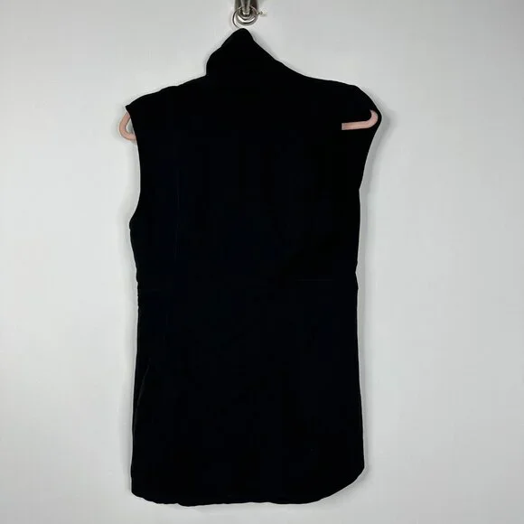 2/$30 White House Black Market Ponte Asymmetrical Vest Cowl Neck Black #A0569 - Picture 4 of 8